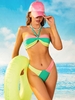 ZAFUL Brazilian Colorblock Ribbed High Cut Twist Bikini Swimwear S Multi a