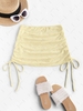 ZAFUL Broderie Anglaise Cinched Side Mini Beach Skirt S Yellow