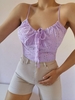 ZAFUL Broderie Anglaise Eyelet Tie Cami Top S Mauve