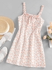 ZAFUL Broderie Anglaise Flower Print Bowknot Dress Xl Orange
