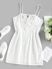 ZAFUL Broderie Anglaise Keyhole Bowknot Mini Dress M White