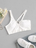 ZAFUL Broderie Anglaise Ring Linked Skew Neck Swim Top S White