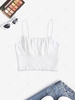 ZAFUL Broderie Anglaise Ruched Bust Smocked Crop Top M White