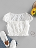 ZAFUL Broderie Anglaise Ruffle Bowknot Crop Blouse Xl White
