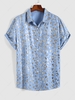 ZAFUL Bronzing Leopard Print Short Sleeve Shirt Xl Light blue