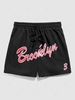 ZAFUL Brooklyn Letter Printed Drawstring Streetwear Basketball Shorts Xl Black
