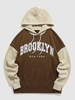 ZAFUL BROOKLYN NEW YORK Fleece Colorblock Hoodie S Deep coffee