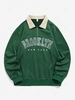 ZAFUL BROOKLYN NEW YORK Half Zip Corduroy Sweatshirt Xl Deep green