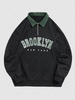 ZAFUL BROOKLYN NEW YORK Half Zip Corduroy Sweatshirt Xxl Black