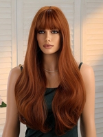 zaful Brown Full Bang Natural Wavy Long Synthetic Wig