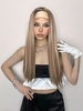 zaful Brown Gold Highlight White Long Silky Straight Synthetic Wig with Headband