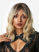 zaful Brown Golden Color Mixed Fluffy Slightly Curled Synthetic Wig
