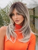 zaful Brown Golden Gradient Color Layered Synthetic Hair Wig with Bang