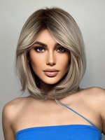zaful Brown Golden Mixed Color Synthetic Short Natural Straight Wig