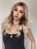 zaful Brown Gradient Blonde Fluffy Wavy Lace Front Synthetic Wig