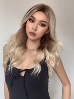 zaful Brown Gradient Blonde Fluffy Wavy Lace Front Synthetic Wig