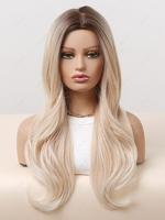 zaful Brown Gradient Blonde Long Wavy Synthetic Wig