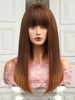 zaful Brown Gradient Color Full Bang Long Silky Straight Synthetic Wig