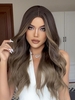 zaful Brown Gradient Color Middle Part Long Wavy Synthetic Wig