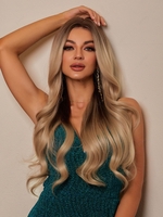 zaful Brown Gradient Gloden Long Fluffy Wavy Synthetic Wig