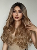 zaful Brown Gradient Gold Long Fluffy Wavy Synthetic Wig