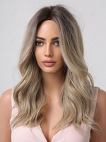 zaful Brown Gradient Gold Mid-length Wavy Synthetic Wig
