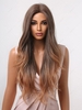 zaful Brown Gradient Golden Color Long Wavy Synthetic Daily Wig