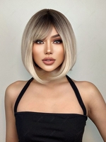 zaful Brown Gradient Golden Color Straight Bob Hairstyle Synthetic Wig