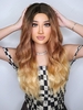 zaful Brown Gradient Golden Long Wave Synthetic Wig