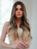 zaful Brown Gradient Golden Long Wavy Synthetic Wig