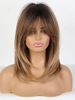 zaful Brown Gradient Golden Middle Part Bangs Layered Long Natural Straight Synthetic Wig