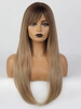 zaful Brown Gradient Golden Partial Bangs Long Straight Hair Synthetic Wig