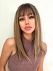 zaful Brown Gradient Golden See-through Bang Long Straight Synthetic Wig