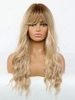 zaful Brown Gradient Golden See-through Bangs Long Wavy Synthetic Wig