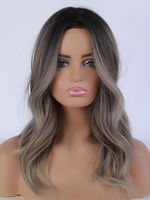 zaful Brown Gradient Gray Long Wavy Synthetic Wig