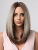 zaful Brown Gradient Gray White Medium Length Straight Synthetic Wig