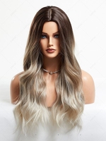 zaful Brown Gradient Light Golden Long Wavy Synthetic Wig