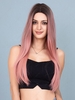 zaful Brown Gradient Pink Long Natural Straight Synthetic Wig