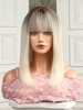 zaful Brown Gradient Platinum Color Full Bangs Shoulder-length Straight Daily Wig
