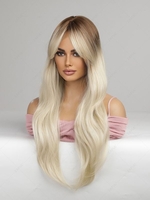 zaful Brown Gradient Platinum Color Middle Part Long Synthetic Wig
