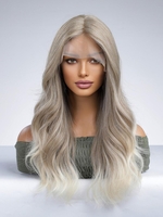 zaful Brown Gradient Platinum Color T-shaped Lace Front Long Wavy Synthetic Wig