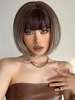 zaful Brown Gradient Platinum Full Bangs Bob Haircut Short Straight Hair Wig