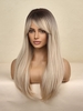 zaful Brown Gradient Platinum Long Side Bangs Natural Straight Synthetic Wig