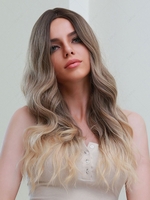 zaful Brown Gradient Platinum Long Wavy Synthetic Wig