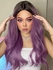 zaful Brown Gradient Purple Long Wavy Synthetic Wig