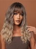 zaful Brown Gradient See-through Bangs Mid Length Wavy Synthetic Wig