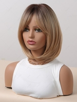 zaful Brown Gradient Short Bob Haircut Synthetic Hair