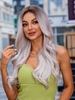 zaful Brown Gradient Silver Fluffy Long Wavy Synthetic Wig