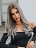 zaful Brown Gradient Silver Gray T-type Lace Front Synthetic Wig
