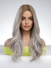 zaful Brown Gradient Silver Long Wavy Synthetic Lace Front Wig